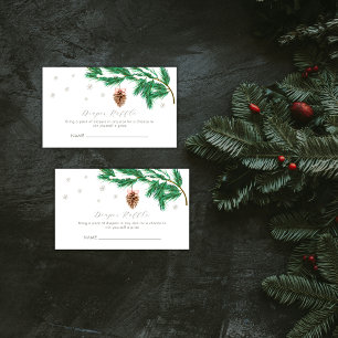 Cute Snowflake Pine cone Diaper Raffle Baby Shower Enclosure Card