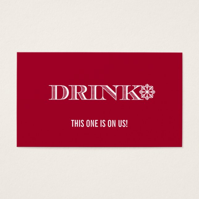 Cute Snowflake Red Wedding Drink Ticket (Front)