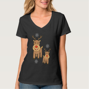 Cute Snowflake Reindeer Family Christmas T-Shirt