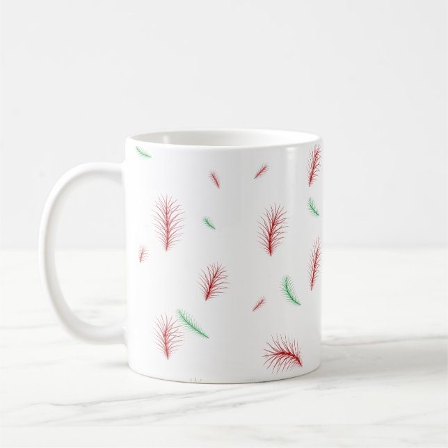 Cute Snowflake Wreath Xmas tree Red Green pattern Coffee Mug (Left)