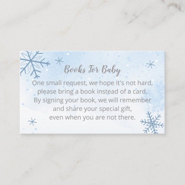  Cute Snowflakes Baby Shower Books For Baby  Enclo Enclosure Card (Front)