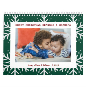 Cute Snowflakes Green Christmas Photo   Gift Calendar