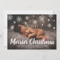 Cute Snowflakes Photo Holiday Birth