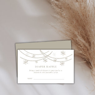 Cute Snowflakes Winter Diaper Raffle Baby Shower Enclosure Card
