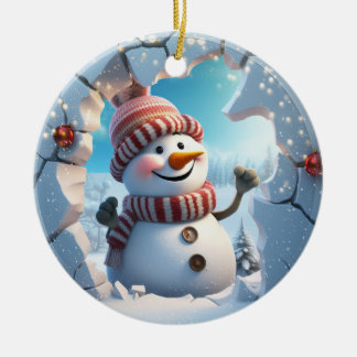 Cute Snowman 3D Ceramic Tree Decoration