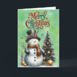 Cute Snowman and Christmas Tree Holiday Card<br><div class="desc">Cute Snowman and Christmas Tree,  personalise the text to anything you want when you order</div>