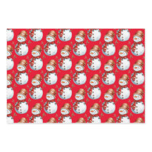 Cute Snowman and Christmas Tree Watercolor Pattern
