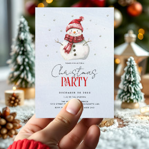 Cute snowman and snow Christmas party Invitation