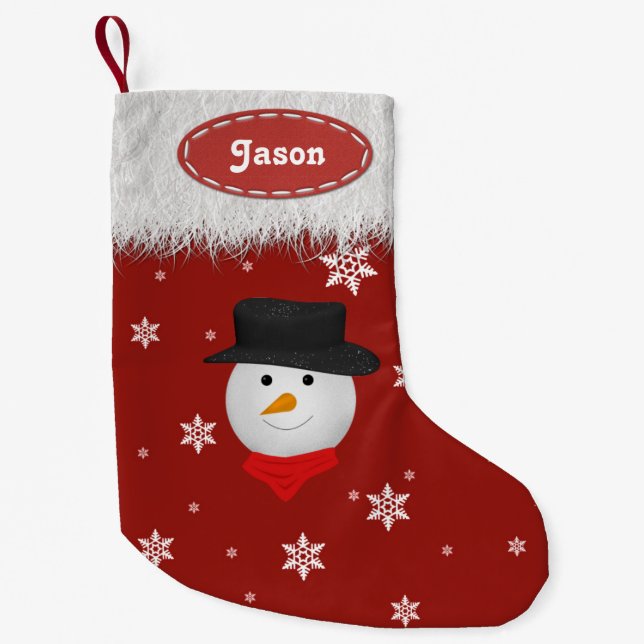 Cute Snowman and Snowflakes - Christmas Stockings (Front)