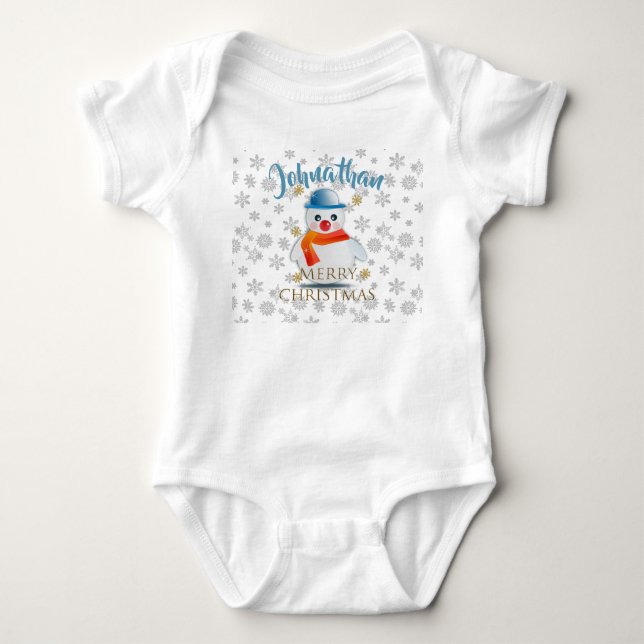 Cute Snowman Baby Bodysuit (Front)