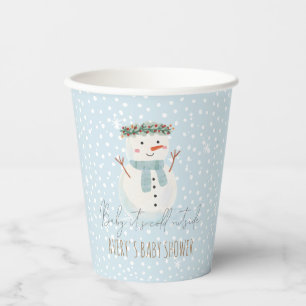 Cute Snowman Baby It's Cold Outside Baby Shower Paper Cups