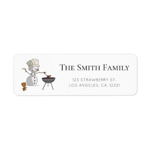 Cute Snowman Barbecue Winter Return Address