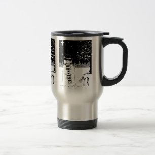 Cute snowman black and white Christmas illustratio Travel Mug