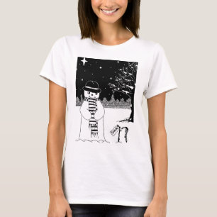 Cute snowman black & white Christmas illustration T-Shirt