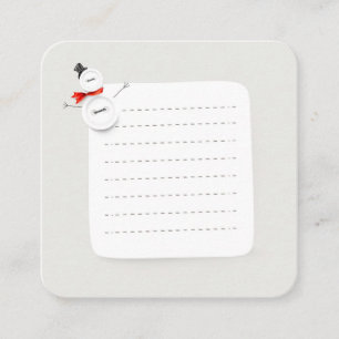 Cute Snowman Button Design Holiday Enclosure Card