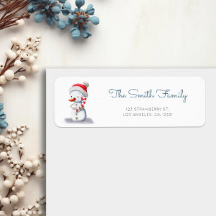 Cute Snowman Candy Cane Return Address