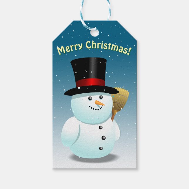 Cute Snowman Cartoon Gift Tags (Front)