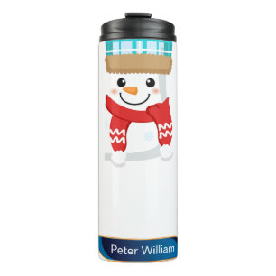 Cute Snowman Celebrating Christmas Thermal Tumbler