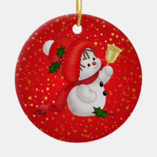 Cute Snowman Ceramic Tree Decoration