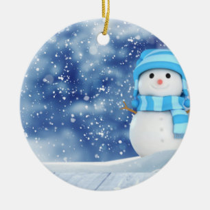 Cute Snowman Ceramic Tree Decoration