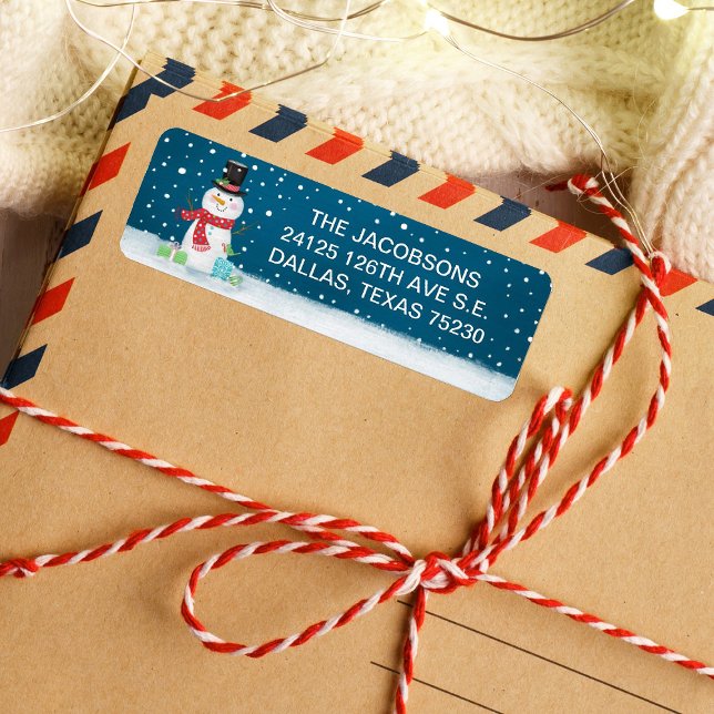 Cute Snowman Christmas Address Label (Creator Uploaded)