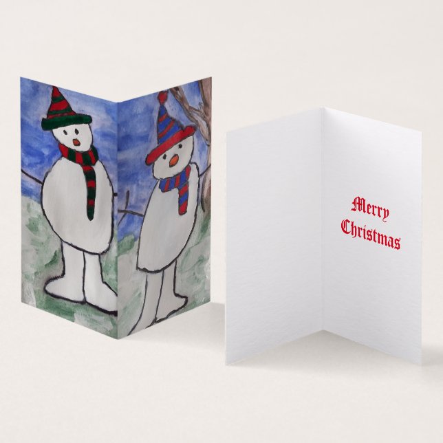 Cute Snowman Christmas Card (Inside and Outside)