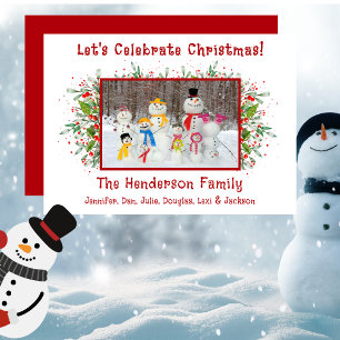 Cute Snowman Christmas Card with Family Names