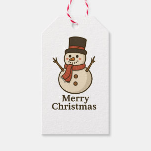 Cute Snowman Christmas Gift Tag - Front & Design