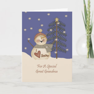 Cute Snowman Christmas Great Grandma Holiday Card