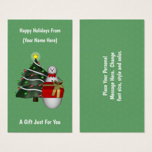 Cute Snowman Christmas Holiday Gift Card Tag