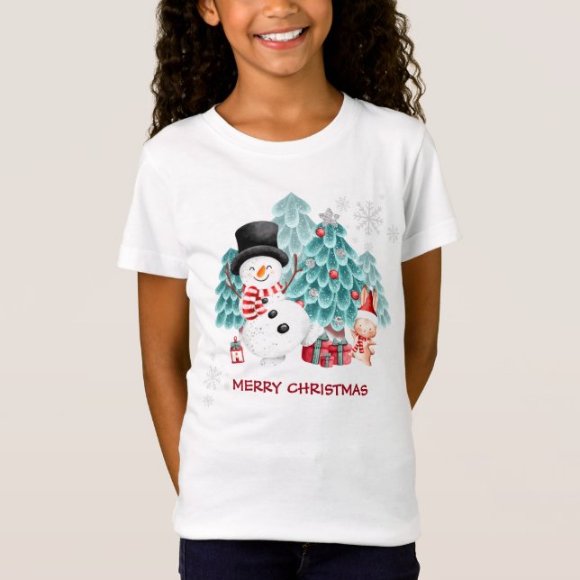 Cute Snowman Christmas Kids' T-Shirt (Front)