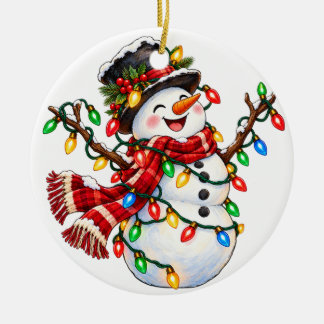 Cute Snowman Christmas Lights Ornament