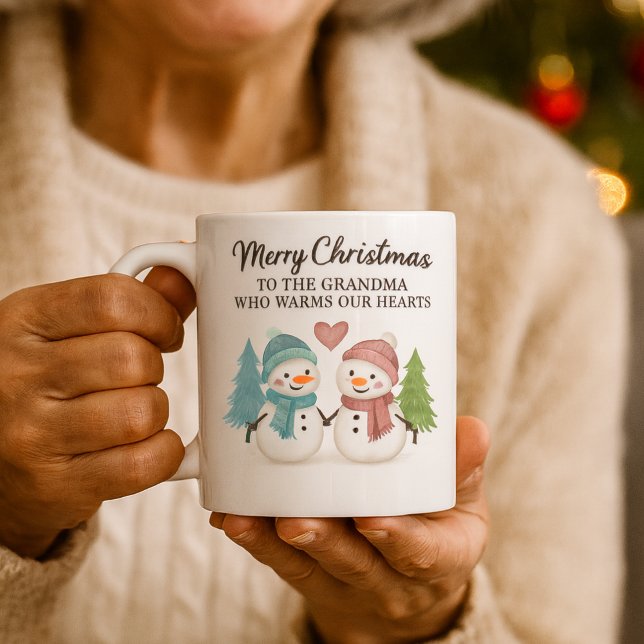 Cute Snowman Christmas Mug for Grandma - Gift (Grandma mug gift holidays)