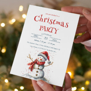 Cute Snowman Christmas Party Invitation