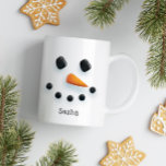 Cute Snowman Christmas Personalised Holiday Coffee Mug<br><div class="desc">Hand drawn snowman face two sides of a mug with optional name; transfer the illustration to any product! Original illustration by Becky Nimoy.</div>