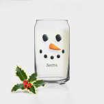 Cute Snowman Christmas Personalised Holiday Milk<br><div class="desc">Hand drawn snowman face with optional name; transfer the illustration to any product! Perfect for milk at the winter holiday dinner table Original illustration by Becky Nimoy.</div>