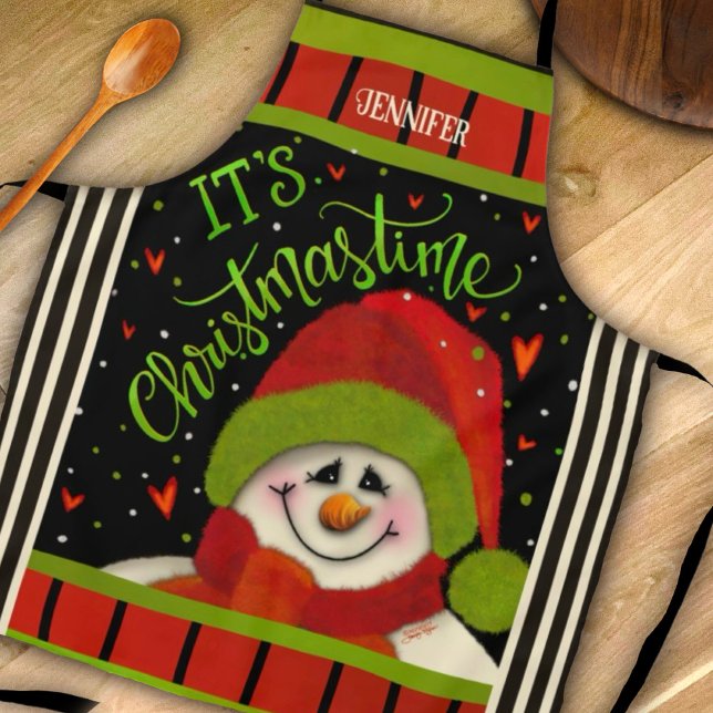 Cute Snowman Christmas Personalised Inspirivity Apron ( Cute snowman inspirivity  apron)