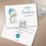 Cute Snowman Christmas Photography Business Logo Holiday Card<br><div class="desc">Adorable Holiday card with an illustration of a a snowman taking photos for your end of the year business greetings and appreciation to customers. Personalise the text to add your own heartfelt message. Illustrated and designed by Patricia Alvarez.</div>