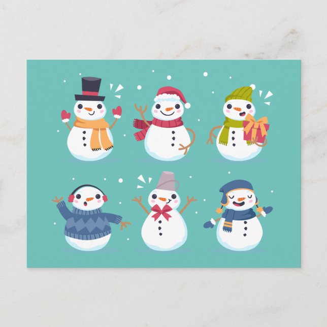 Cute Snowman Christmas Xmas Postcard (Front)