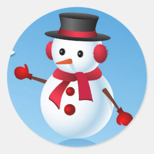 Cute Snowman Classic Round Sticker