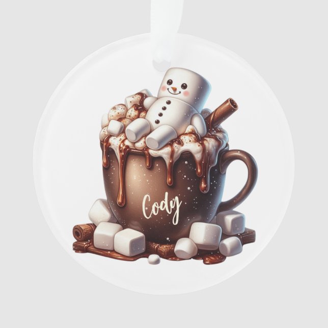 Cute Snowman Cocoa Design  Ornament (Front)