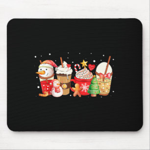 Cute Snowman Coffee Lover Latte Gingerbread Funny Mouse Pad