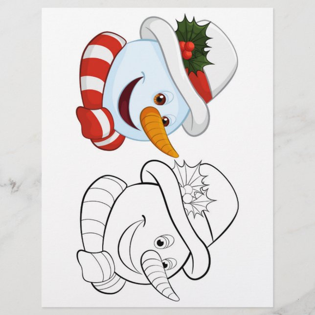 Cute snowman colouring page (Front)