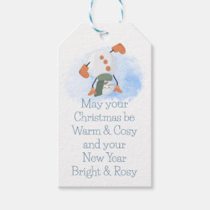 Cute Snowman Cosy Christmas Quote Gift Tags