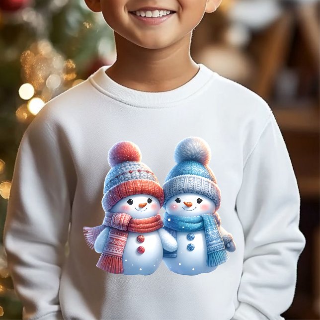 Cute Snowman Couple Winter Illustration T-Shirt (Creator Uploaded)