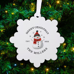 Cute Snowman Custom Christmas<br><div class="desc">Cute Snowman Custom Christmas Card Keepsake Ornament,  add your family name and established date.  This makes a super cute decoration for the holidays or makes a great addition to any Christmas gift!</div>