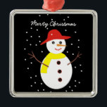 Cute snowman custom Christmas ornament<br><div class="desc">Cute snowman custom Christmas ornament featuring an adorable snowman with red hat,  yellow scarf,  button eyes and sticks.</div>