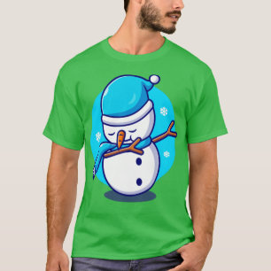 Cute Snowman Dabbing Cartoon T-Shirt