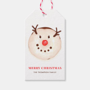 Cute Snowman Doughnuts Festive Christmas Gift Tags