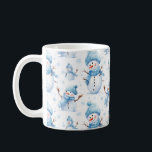 Cute Snowman Dressed In Blue Christmas Coffee Mug<br><div class="desc">Tiled graphics depicting a cute Snowman dressed in light blue Christmas coffee mug. An ideal gift for your family and friends. Thank you for stopping by. Please visit our store for more items!</div>